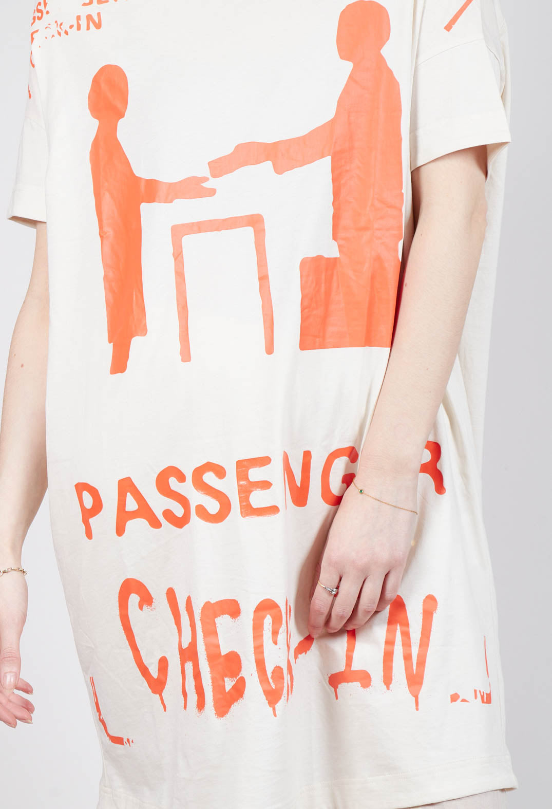 T-Shirt Dress in Greige and Mandarine Print