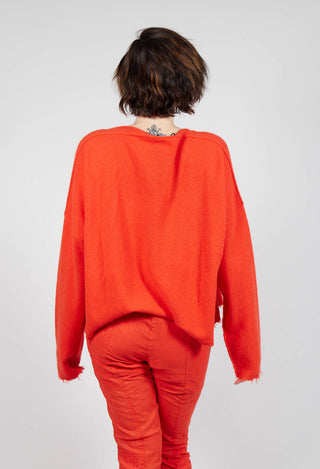 Raw Hem Boat Neckline Jumper in Mandarine