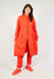 Long Coat with Half-Button Fastening in Mandarine