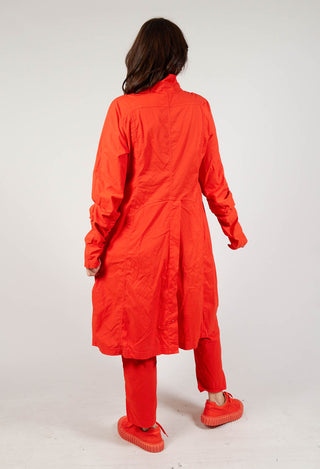 Long Coat with Half-Button Fastening in Mandarine