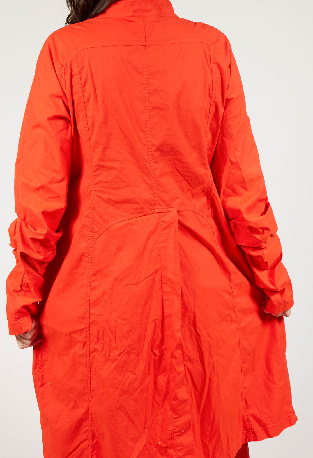 Long Coat with Half-Button Fastening in Mandarine