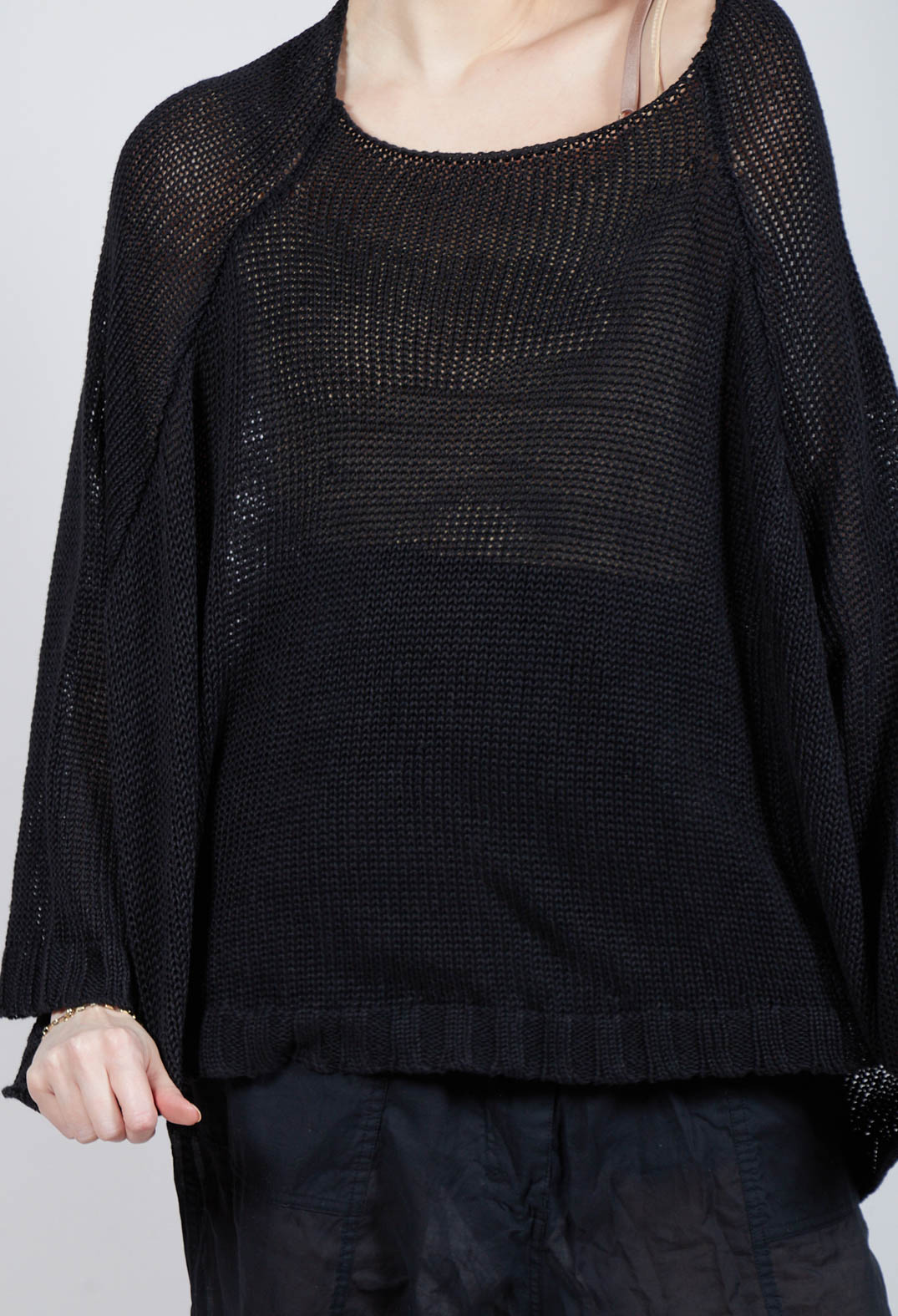 Oversized Knitted Jumper with Square Neckline in Black