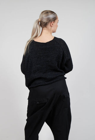 Cropped Knitted Jumper in Black