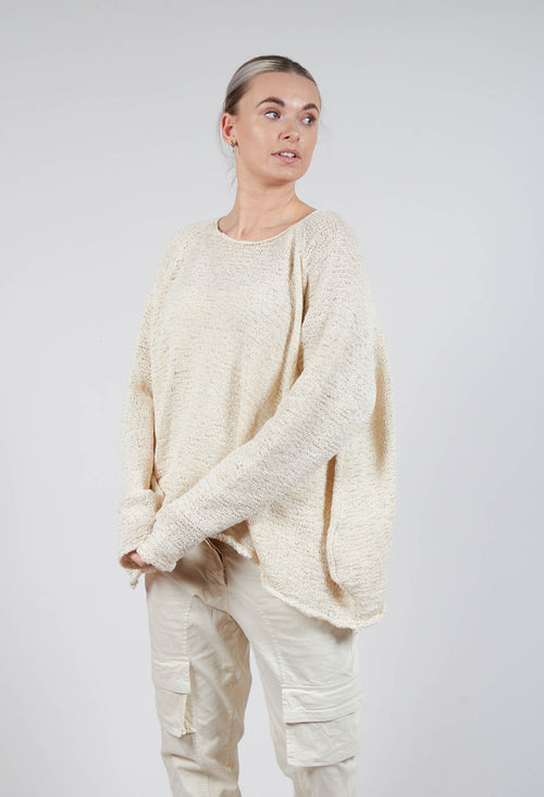 Cropped Knitted Jumper in Greige