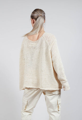 Cropped Knitted Jumper in Greige