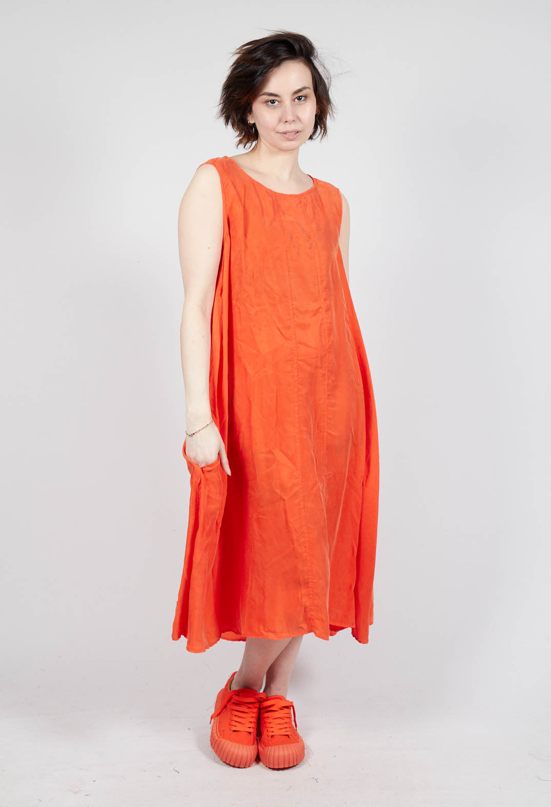 Sheer Overlay Dress in Mandarine