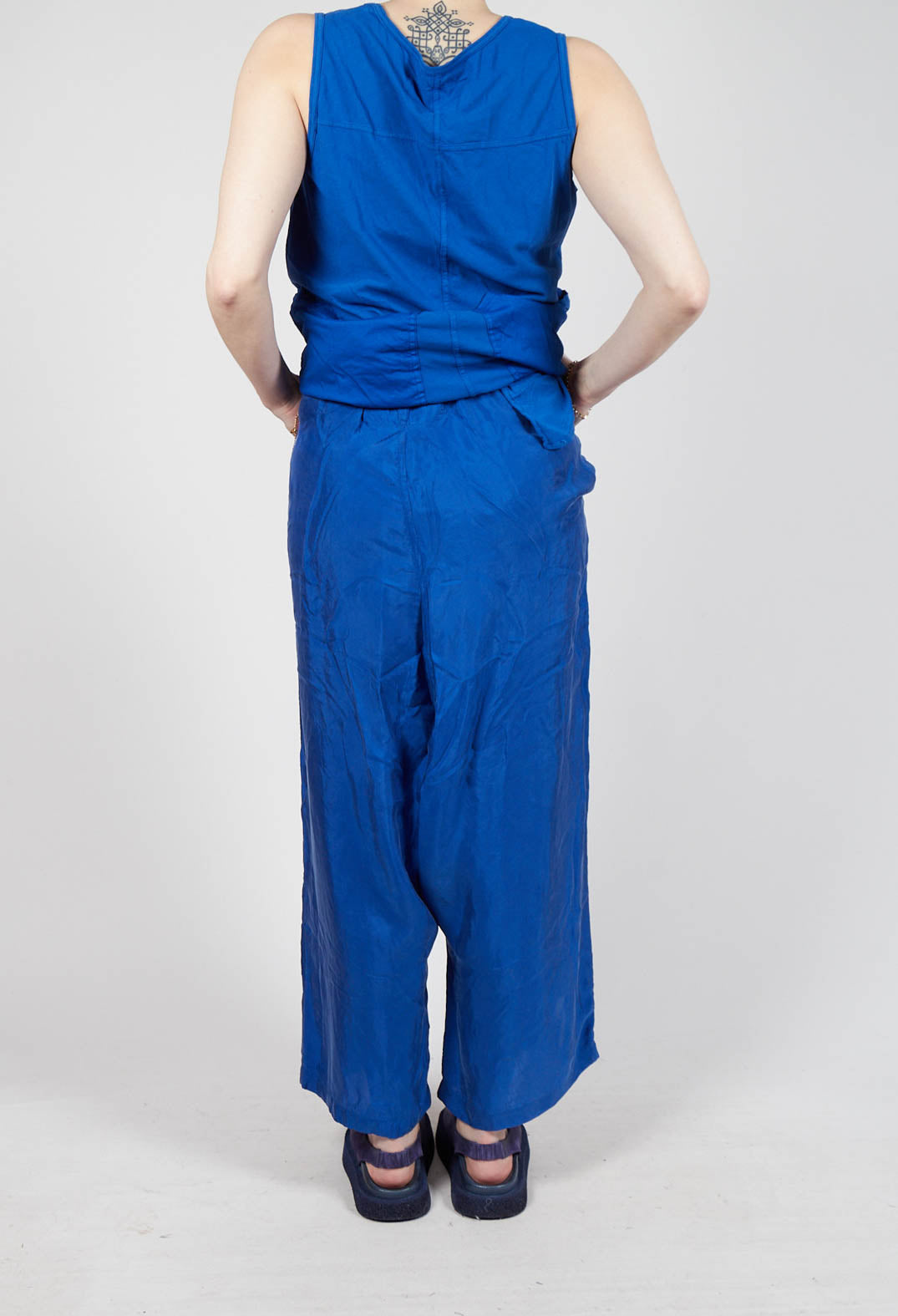 Sheer Overlay Drop Crotch Trousers in Royal