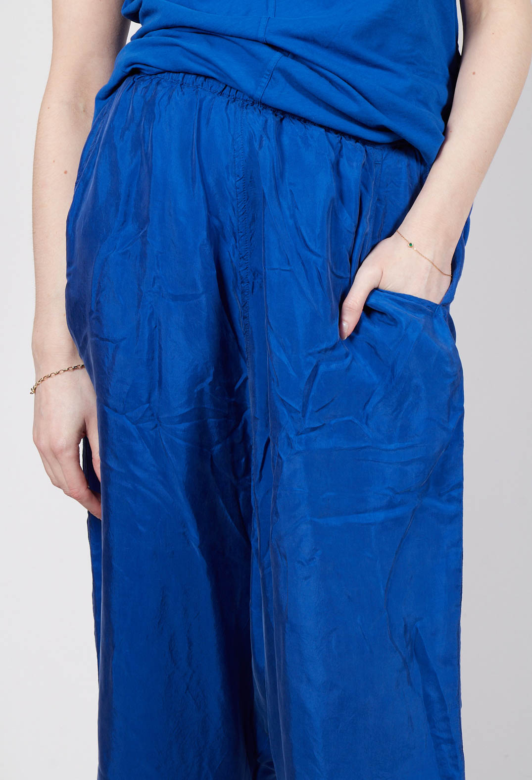 Sheer Overlay Drop Crotch Trousers in Royal