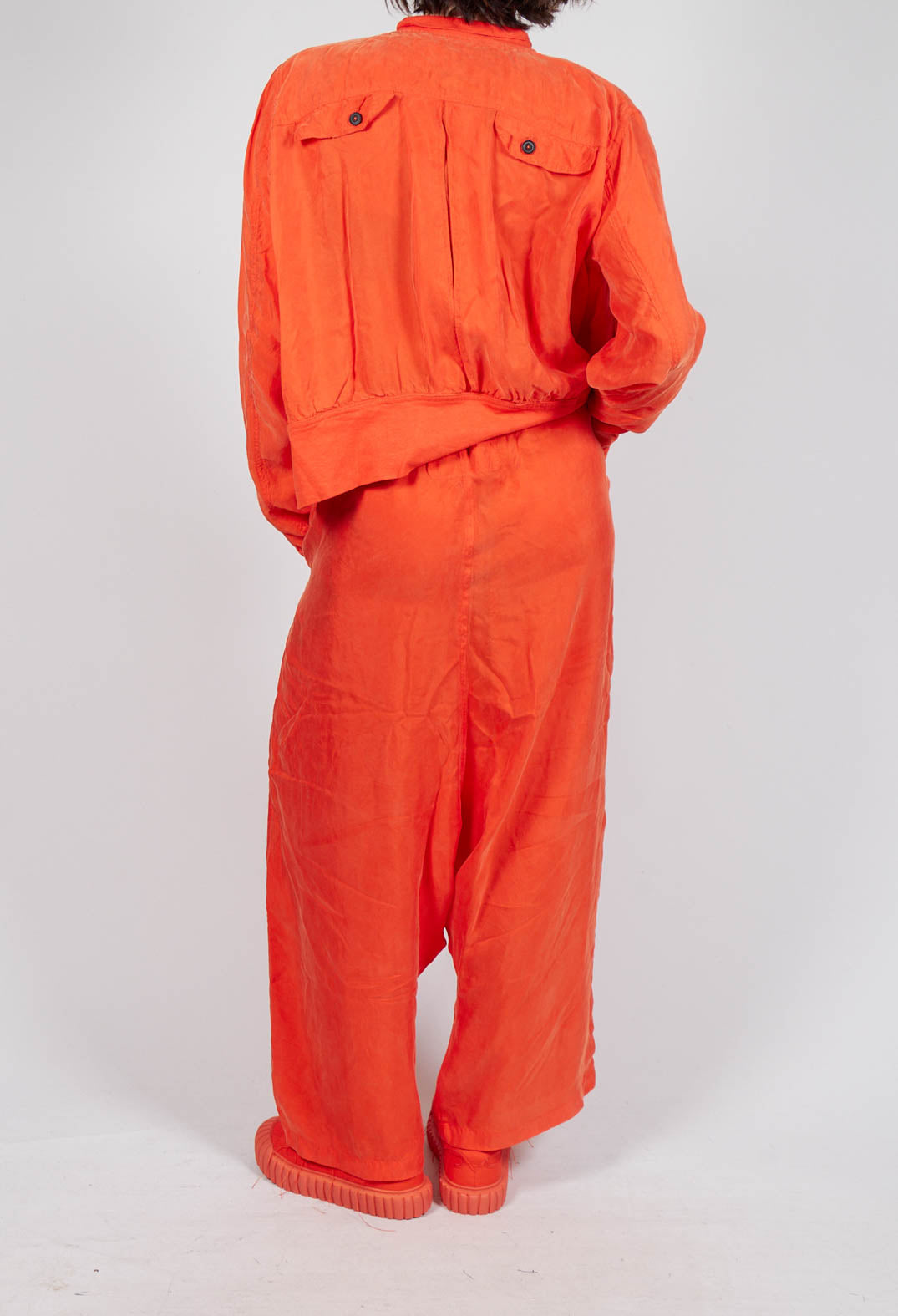 Sheer Overlay Drop Crotch Trousers in Mandarine