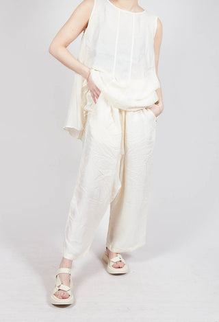 Sheer Overlay Drop Crotch Trousers in Greige