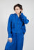 Cropped Lightweight Jacket with Ribbed Stand Collar in Royal