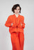 Cropped Lightweight Jacket with Ribbed Stand Collar in Mandarine