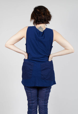 Longline Vest Top with Back Patch Pockets in Ocean