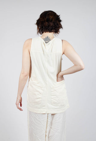 Longline Vest Top with Back Patch Pockets in Greige