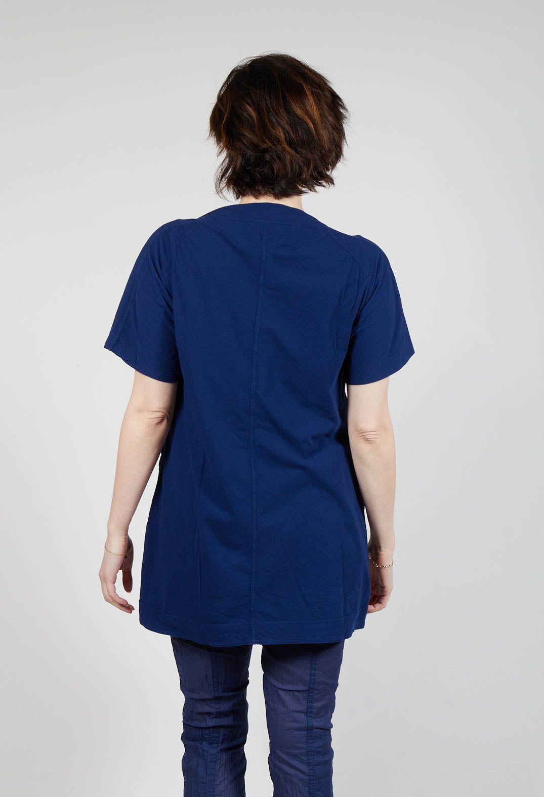 Longline T-Shirt with Front Patch Pockets in Ocean