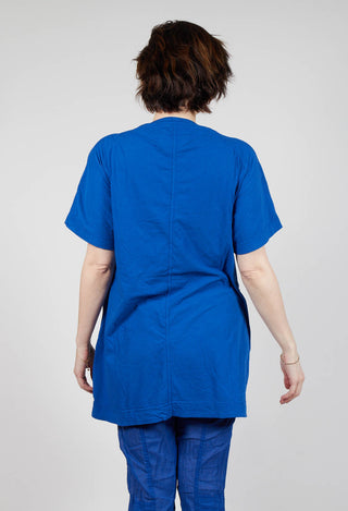 Longline T-Shirt with Front Patch Pockets in Royal