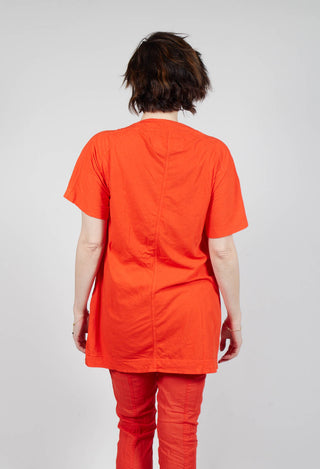 Longline T-Shirt with Front Patch Pockets in Mandarine