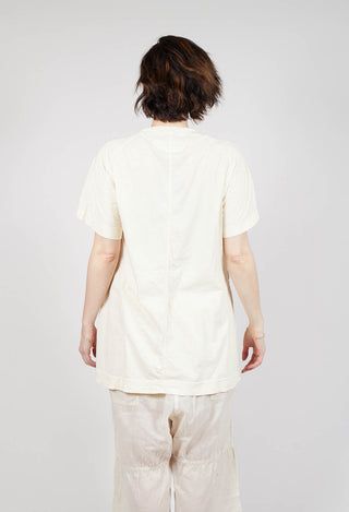 Longline T-Shirt with Front Patch Pockets in Greige