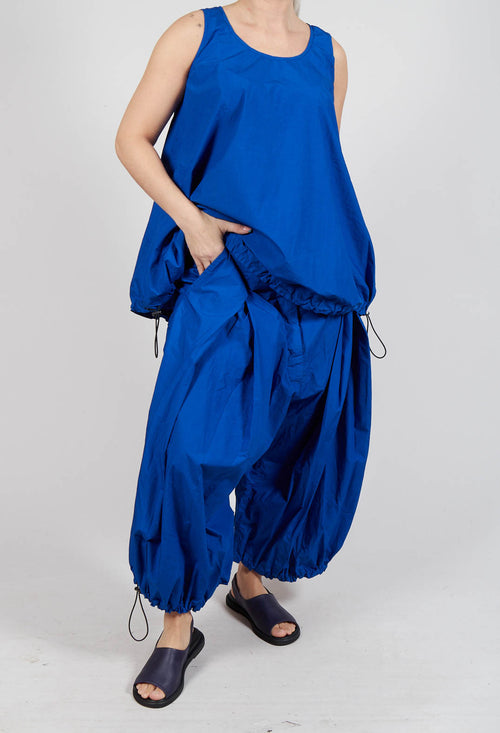 Front Pleat Balloon Trousers with Toggle Cuffs in Royal