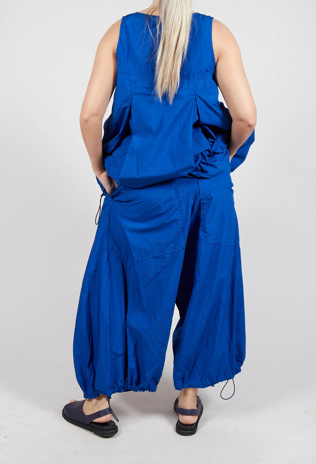 Front Pleat Balloon Trousers with Toggle Cuffs in Royal