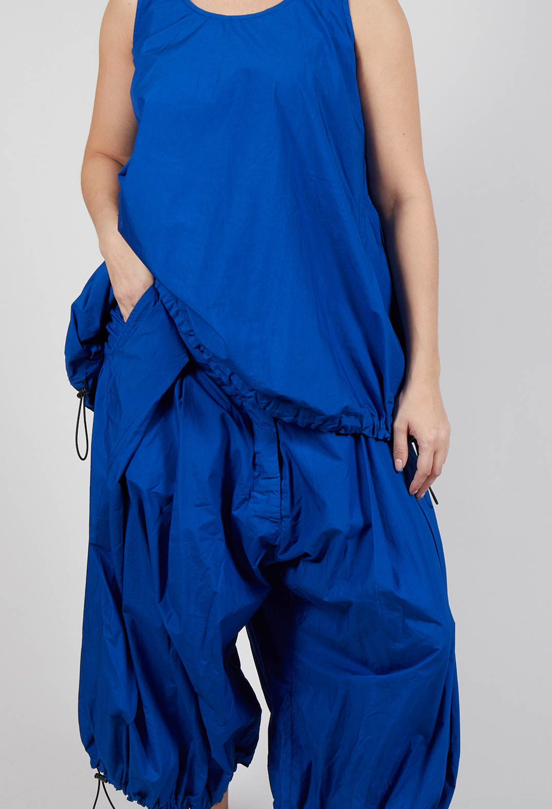 Front Pleat Balloon Trousers with Toggle Cuffs in Royal