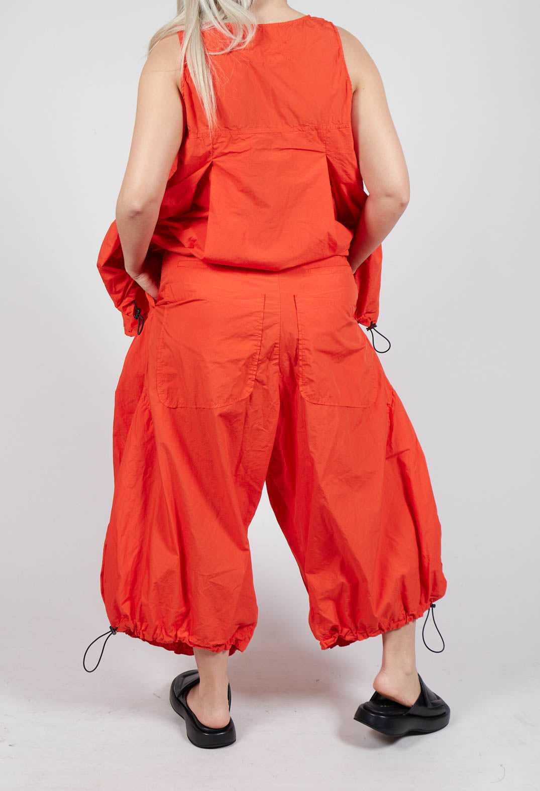 Front Pleat Balloon Trousers with Toggle Cuffs in Mandarine