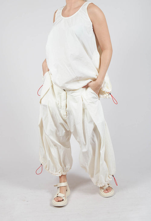 Front Pleat Balloon Trousers with Toggle Cuffs in Greige