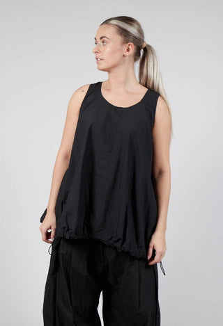 Sheer Vest Top with Adjustable Pull Toggles in Black