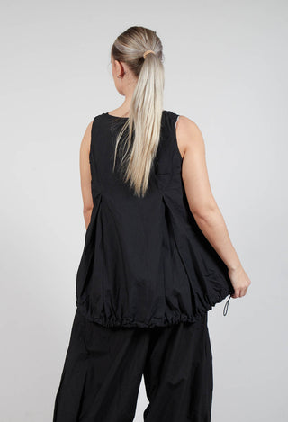 Sheer Vest Top with Adjustable Pull Toggles in Black