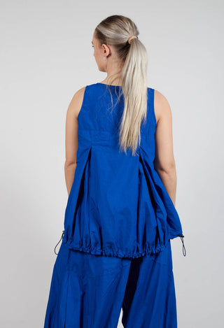 Sheer Vest Top with Adjustable Pull Toggles in Royal