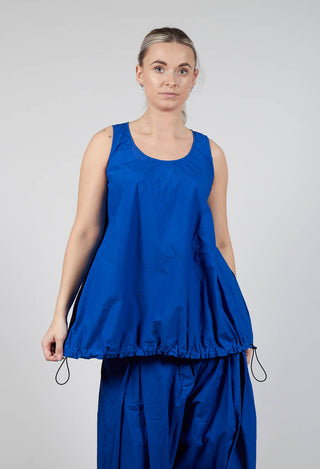 Sheer Vest Top with Adjustable Pull Toggles in Royal