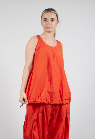 Sheer Vest Top with Adjustable Pull Toggles in Mandarine