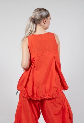 Sheer Vest Top with Adjustable Pull Toggles in Mandarine