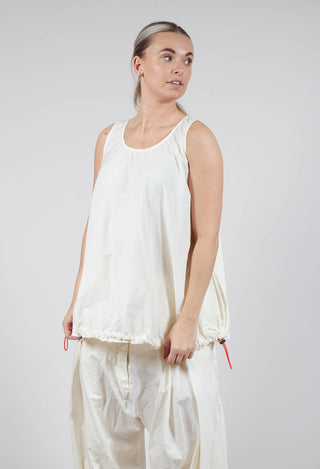 Sheer Vest Top with Adjustable Pull Toggles in Greige