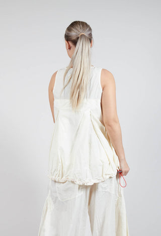 Sheer Vest Top with Adjustable Pull Toggles in Greige