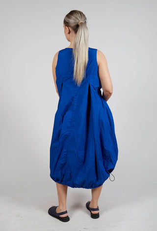 Balloon-Shaped Dress with Pull Toggle Hemline in Royal