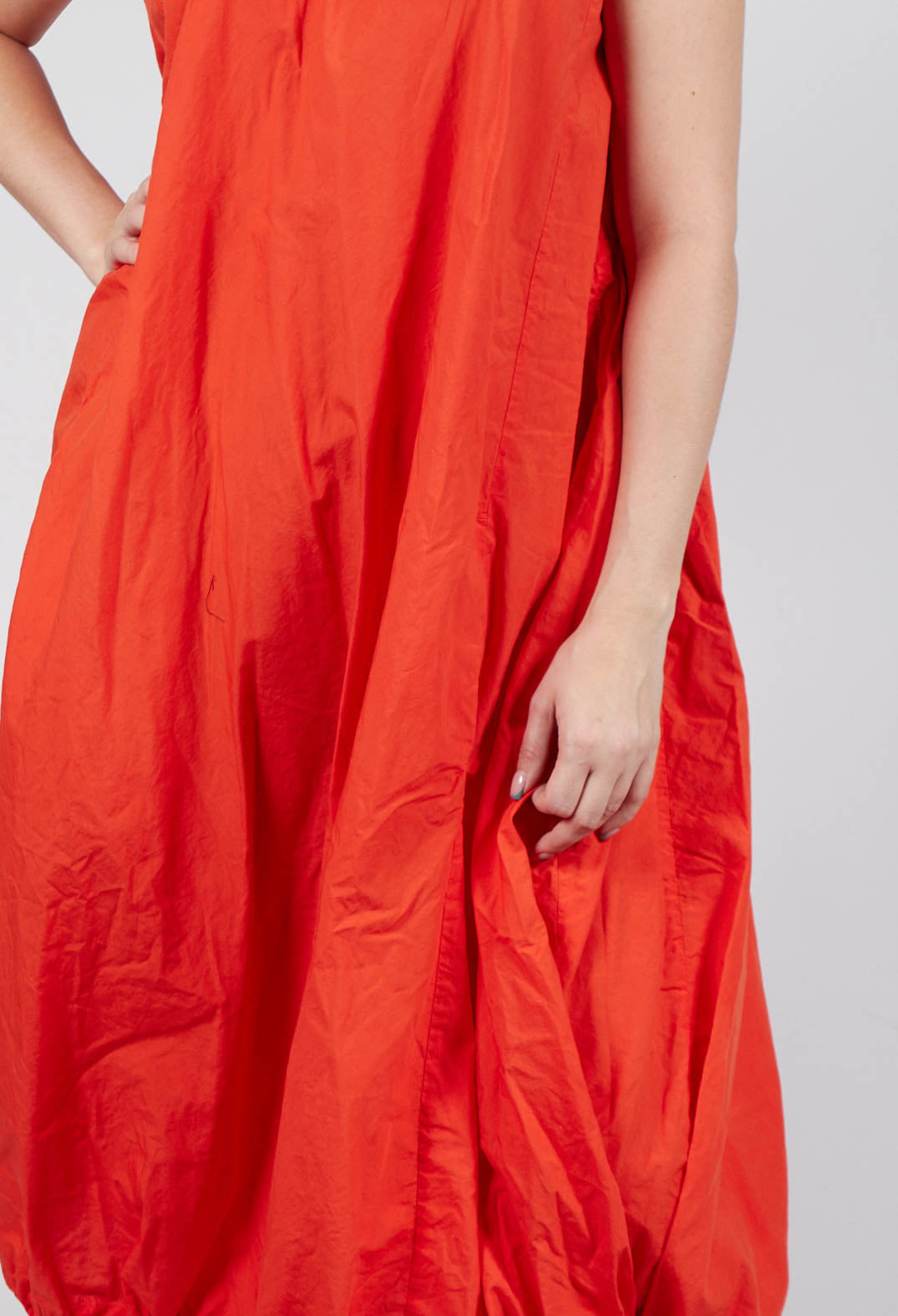 Balloon-Shaped Dress with Pull Toggle Hemline in Mandarine