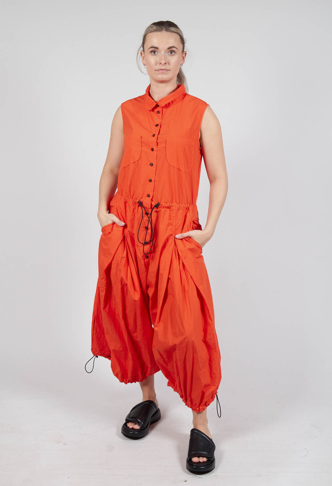 Pull Toggle Jumpsuit in Mandarine