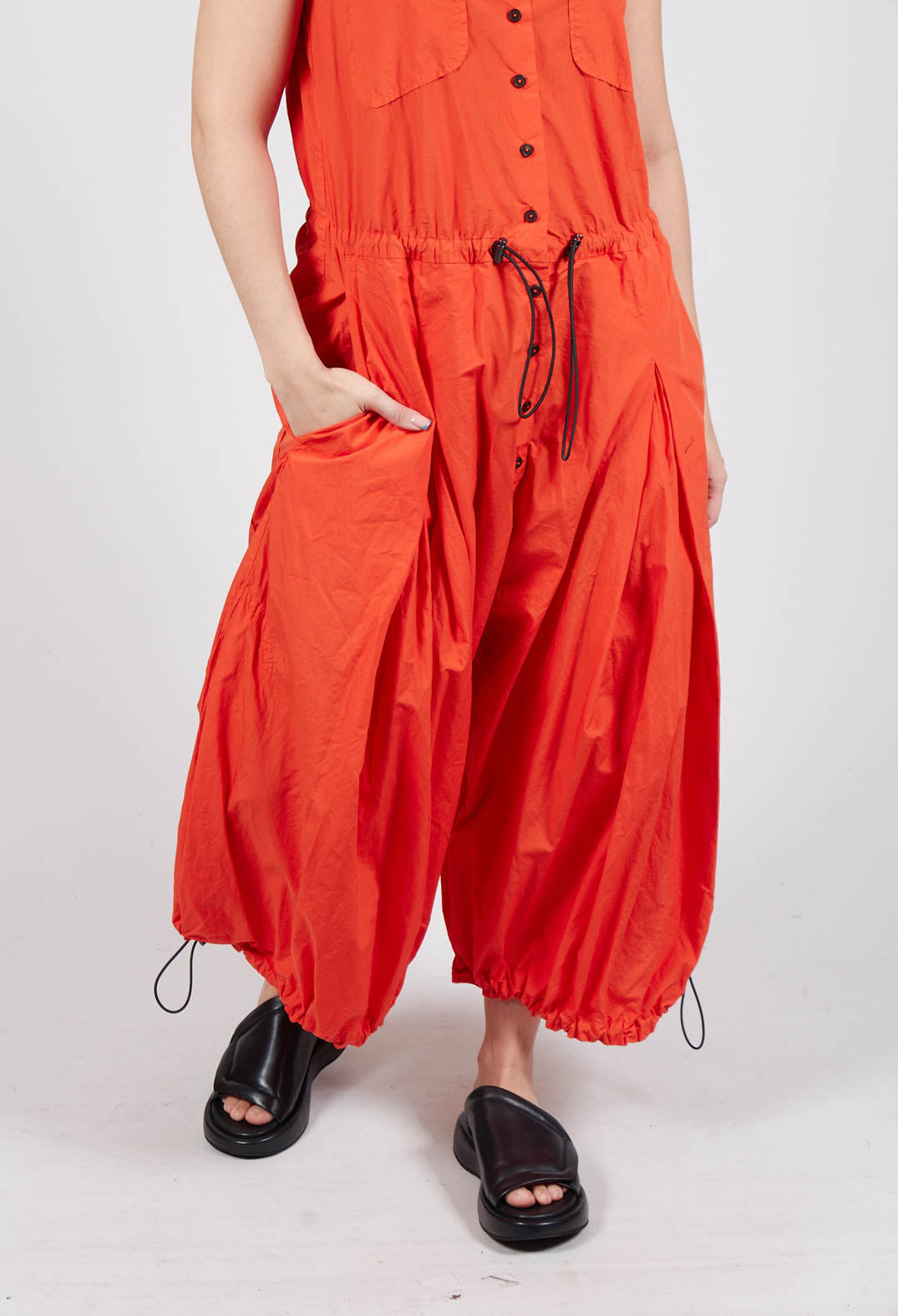 Pull Toggle Jumpsuit in Mandarine