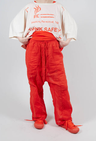 Cotton Drop-Crotch Trousers with Pull String Waist in Mandarine Paper