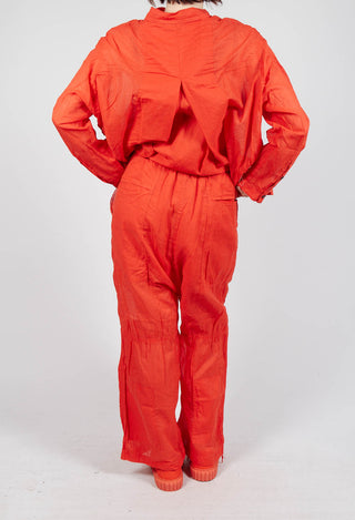 Cotton Drop-Crotch Trousers with Pull String Waist in Mandarine Paper