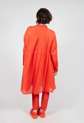 Sheer Crinkled Shirt Dress in Mandarine Paper