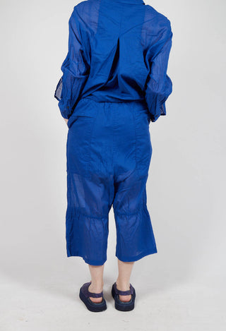 Cropped Sheer Crinkled Trousers in Royal Paper