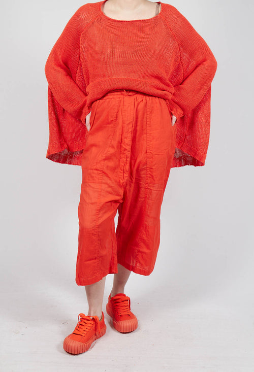 Cropped Sheer Crinkled Trousers in Mandarine Paper