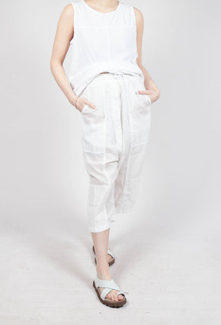 Cropped Sheer Crinkled Trousers in Semi Bleach Paper