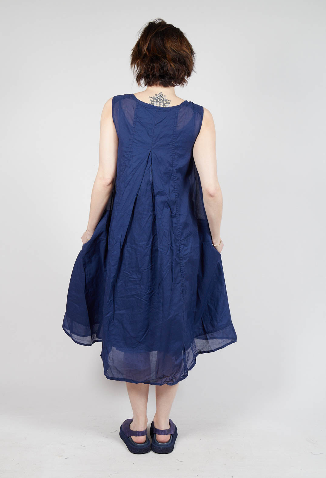 Sheer Boat Neckline Dress in Ocean Paper