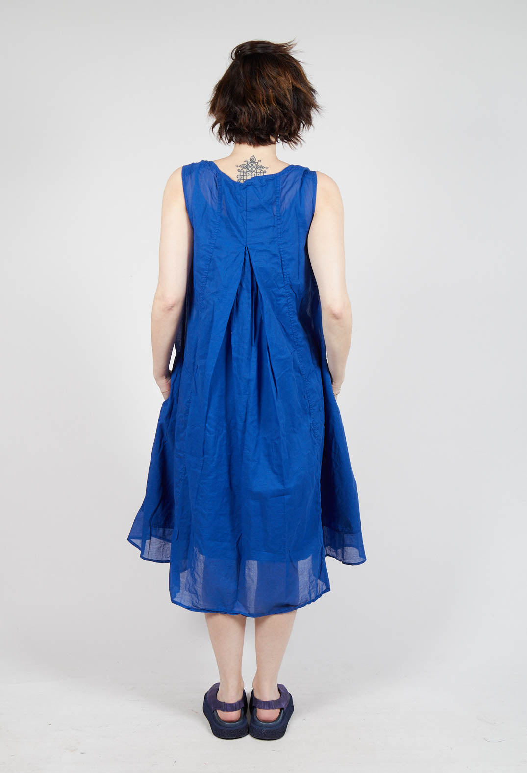 Sheer Boat Neckline Dress in Royal Paper