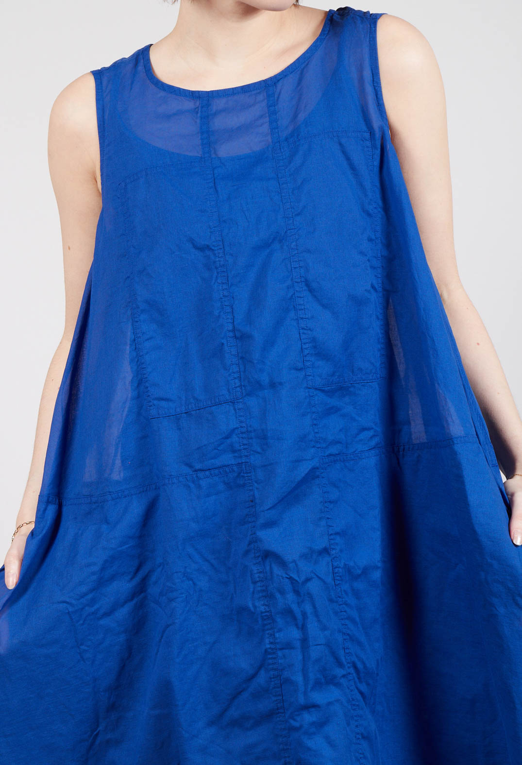 Sheer Boat Neckline Dress in Royal Paper