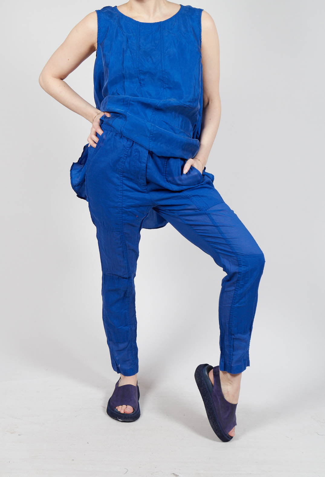 Sheer Skinny Leg Trousers in Royal Paper