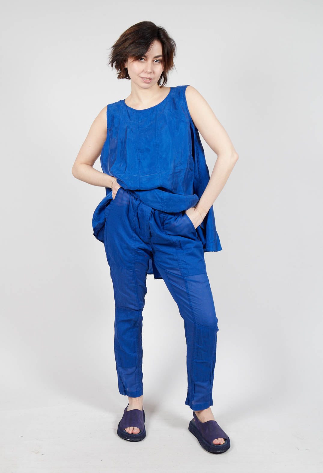 Sheer Skinny Leg Trousers in Royal Paper